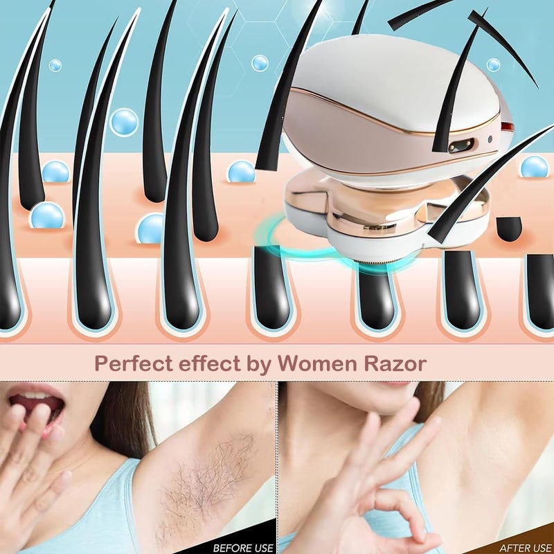 Muflylee Electric Razors for Women, Facial Hair Removal, Shaver for Women, Wet and Dry Lady Hair Remover for Legs Body Face, Painless Womens Electric Shaver Cordless Women's Grooming with LED Light - Image 5